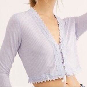 FREE PEOPLE THIRD DATE LILAC RIBBED LONG SLEEVE